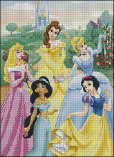 Esquema en punto de cruz de las Princesas Disney