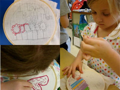 Niñ@s que aprenden a coser y a bordar